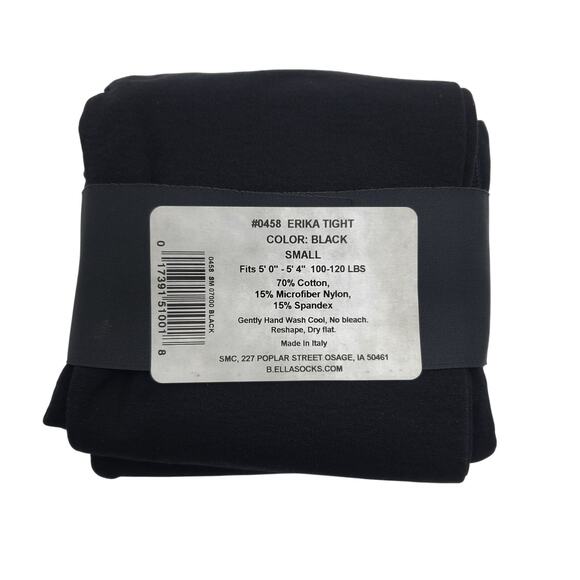 70% Cotton Blend Tights SMALL Black B.ella Erika Opaque NEW Italian Luxe Hosiery - Picture 3 of 5